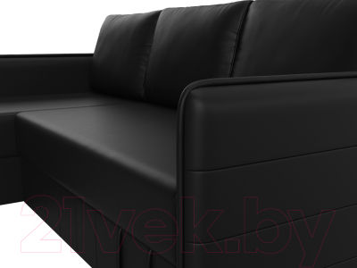 Диван угловой Лига Диванов Слим левый (экокожа черный)