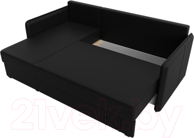 Диван угловой Лига Диванов Слим левый (экокожа черный)