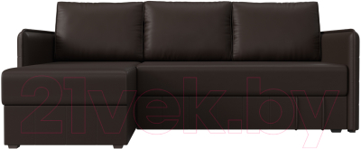 Диван угловой Лига Диванов Слим левый (экокожа коричневый)