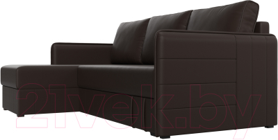 Диван угловой Лига Диванов Слим левый (экокожа коричневый)