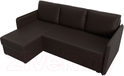 Диван угловой Лига Диванов Слим левый (экокожа коричневый)