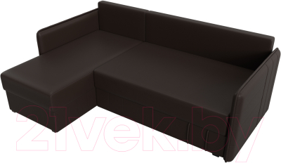 Диван угловой Лига Диванов Слим левый (экокожа коричневый)