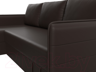 Диван угловой Лига Диванов Слим левый (экокожа коричневый)