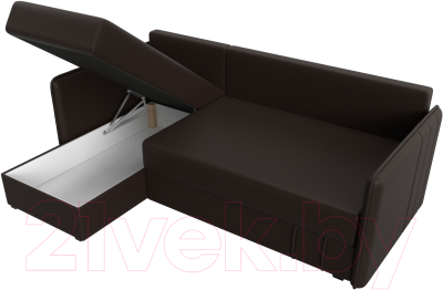 Диван угловой Лига Диванов Слим левый (экокожа коричневый)