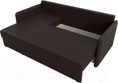 Диван угловой Лига Диванов Слим левый (экокожа коричневый)