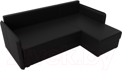 Диван угловой Лига Диванов Слим правый (экокожа черный)