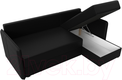 Диван угловой Лига Диванов Слим правый (экокожа черный)