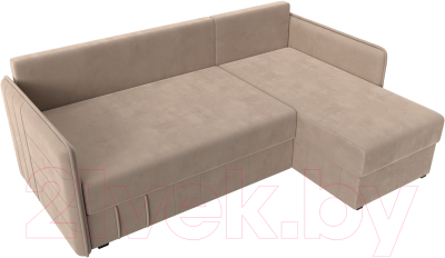 Диван угловой Лига Диванов Слим правый (велюр бежевый)