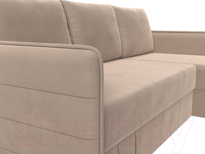 Диван угловой Лига Диванов Слим правый (велюр бежевый)