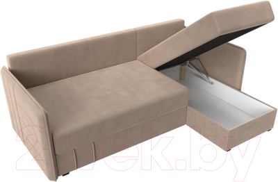 Диван угловой Лига Диванов Слим правый (велюр бежевый)