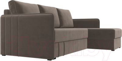 Диван угловой Лига Диванов Слим правый (велюр коричневый)