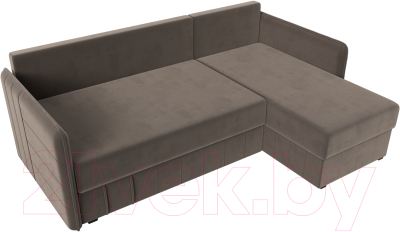 Диван угловой Лига Диванов Слим правый (велюр коричневый)
