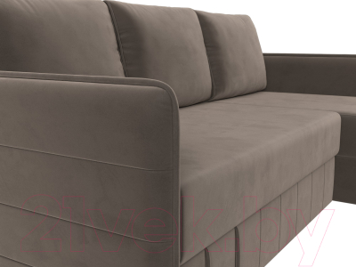 Диван угловой Лига Диванов Слим правый (велюр коричневый)