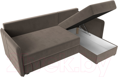 Диван угловой Лига Диванов Слим правый (велюр коричневый)
