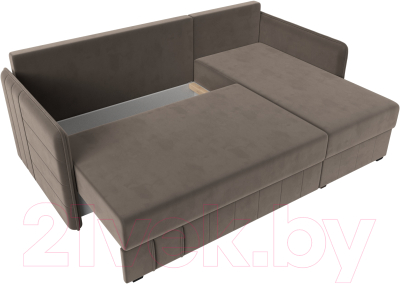 Диван угловой Лига Диванов Слим правый (велюр коричневый)