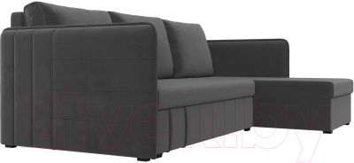 Диван угловой Лига Диванов Слим правый (велюр серый)
