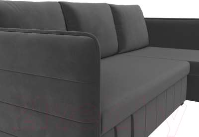 Диван угловой Лига Диванов Слим правый (велюр серый)