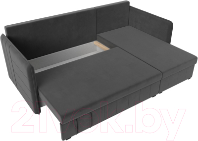 Диван угловой Лига Диванов Слим правый (велюр серый)