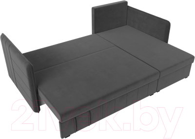 Диван угловой Лига Диванов Слим правый (велюр серый)