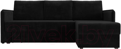 Диван угловой Лига Диванов Слим правый (велюр черный)