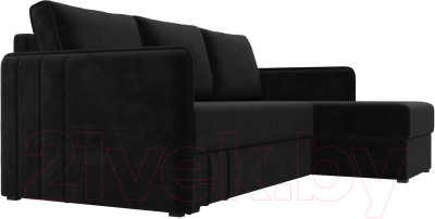 Диван угловой Лига Диванов Слим правый (велюр черный)