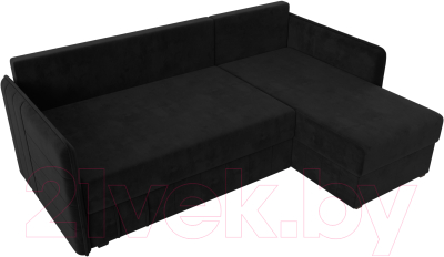Диван угловой Лига Диванов Слим правый (велюр черный)