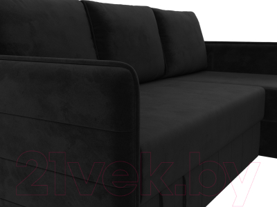 Диван угловой Лига Диванов Слим правый (велюр черный)
