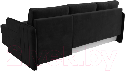 Диван угловой Лига Диванов Слим правый (велюр черный)