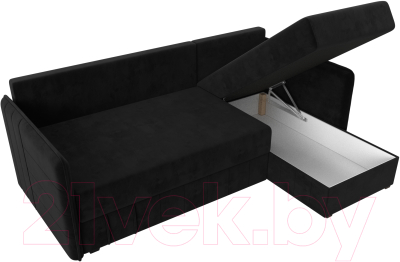 Диван угловой Лига Диванов Слим правый (велюр черный)