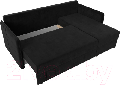 Диван угловой Лига Диванов Слим правый (велюр черный)