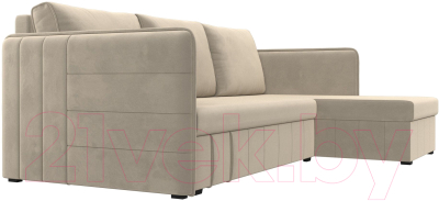 Диван угловой Лига Диванов Слим правый (микровельвет бежевый)