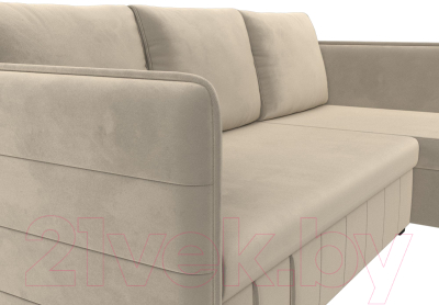 Диван угловой Лига Диванов Слим правый (микровельвет бежевый)