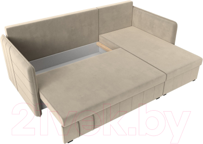 Диван угловой Лига Диванов Слим правый (микровельвет бежевый)
