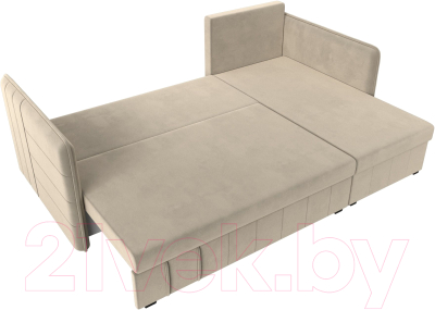 Диван угловой Лига Диванов Слим правый (микровельвет бежевый)