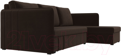 Диван угловой Лига Диванов Слим правый (микровельвет коричневый)