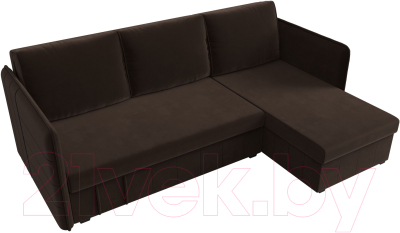 Диван угловой Лига Диванов Слим правый (микровельвет коричневый)