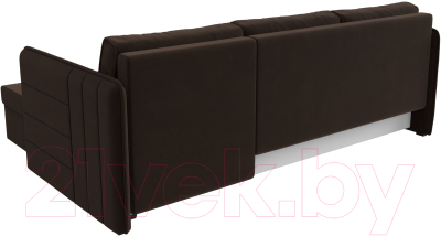 Диван угловой Лига Диванов Слим правый (микровельвет коричневый)
