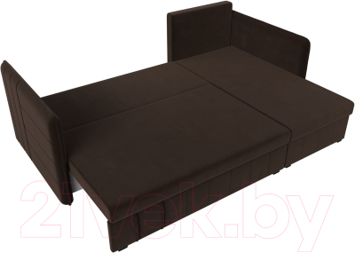 Диван угловой Лига Диванов Слим правый (микровельвет коричневый)