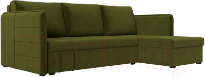 Диван угловой Лига Диванов Слим правый (микровельвет зеленый) - фото