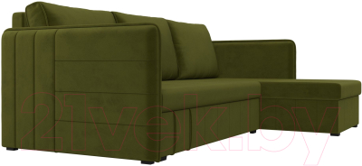 Диван угловой Лига Диванов Слим правый (микровельвет зеленый)