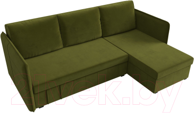 Диван угловой Лига Диванов Слим правый (микровельвет зеленый)