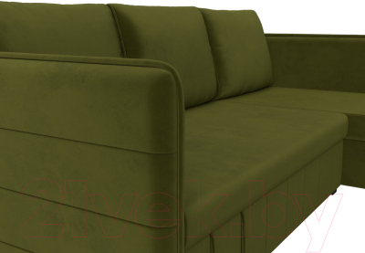 Диван угловой Лига Диванов Слим правый (микровельвет зеленый)