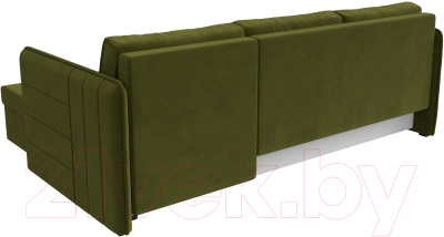 Диван угловой Лига Диванов Слим правый (микровельвет зеленый)