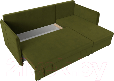 Диван угловой Лига Диванов Слим правый (микровельвет зеленый)