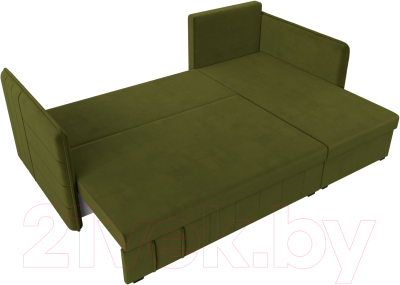 Диван угловой Лига Диванов Слим правый (микровельвет зеленый)