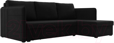 Диван угловой Лига Диванов Слим правый (микровельвет черный) - фото