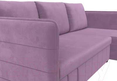 Диван угловой Лига Диванов Слим правый (микровельвет сиреневый)