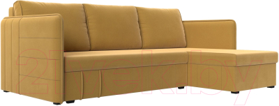 Диван угловой Лига Диванов Слим правый (микровельвет желтый) - фото