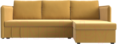 Диван угловой Лига Диванов Слим правый (микровельвет желтый)