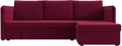 Диван угловой Лига Диванов Слим правый (микровельвет бордовый)